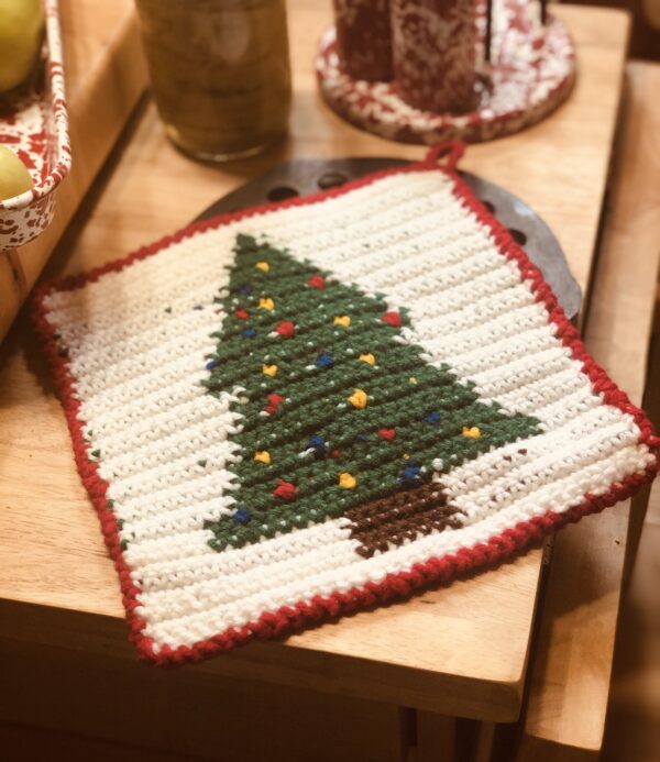 Tapestry Crochet Christmas Tree Potholder