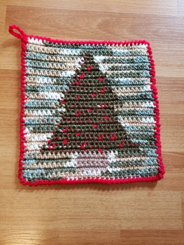 Tapestry Crochet Christmas Tree Potholder - Image 3
