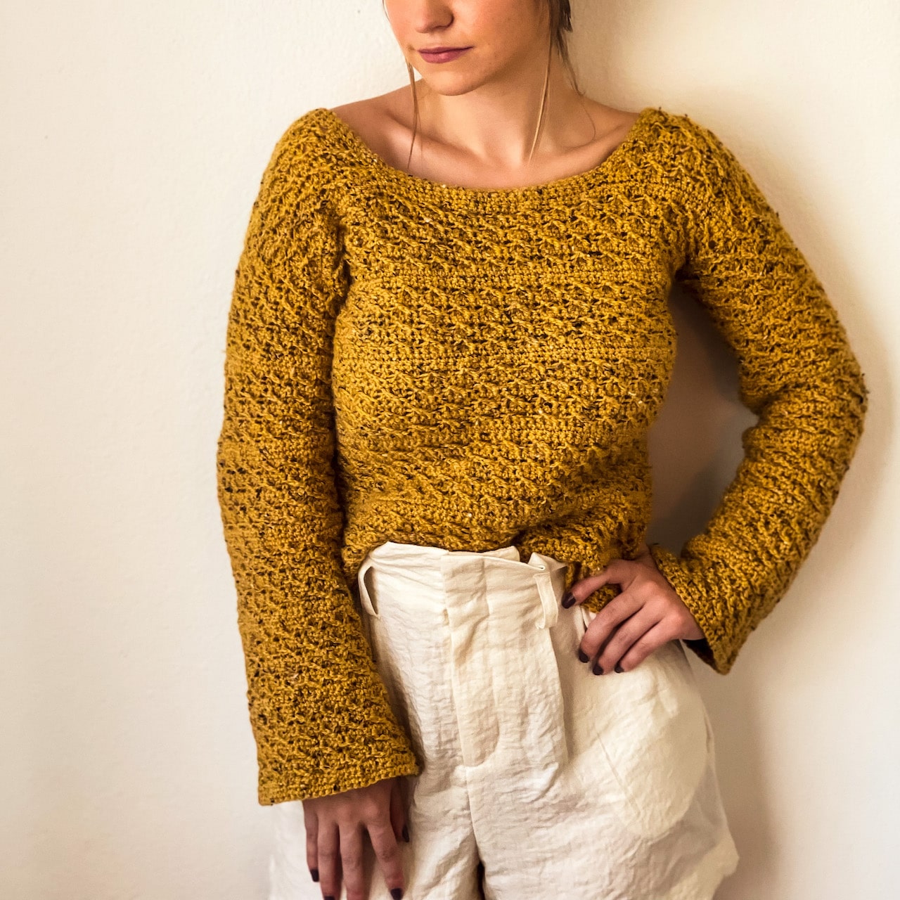 Emelita Twist Bell Sleeve Crochet Sweater by IItchin' for some Stitchin'