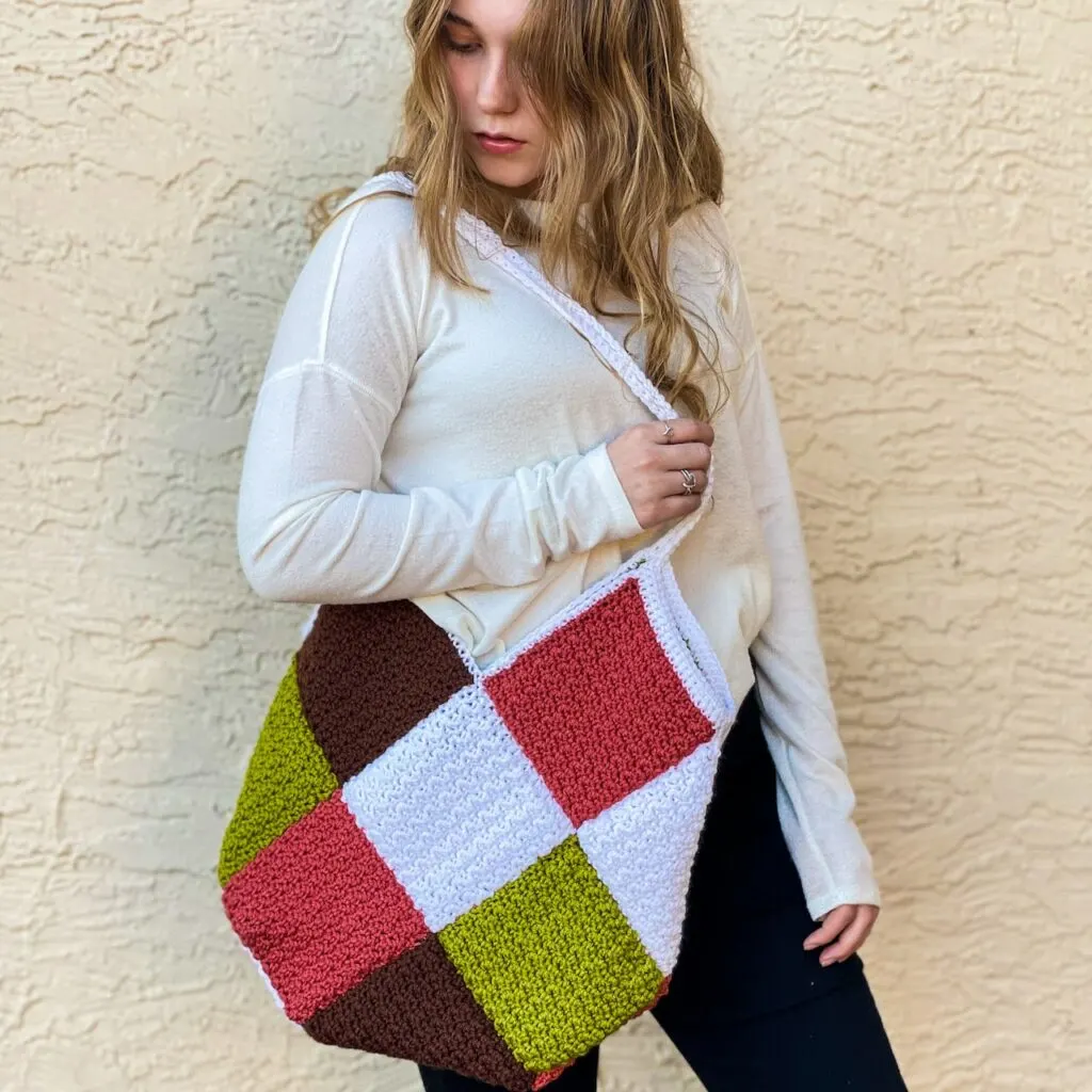 Piper Patchwork Crochet Handbag by Itchin' for some Stitchin'