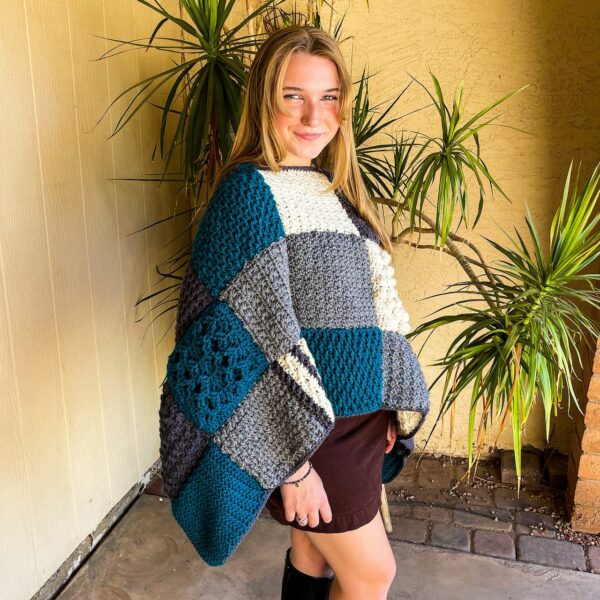 Crochet Granny Square Crochet Poncho Pattern by Itchin' for some Stitchi'