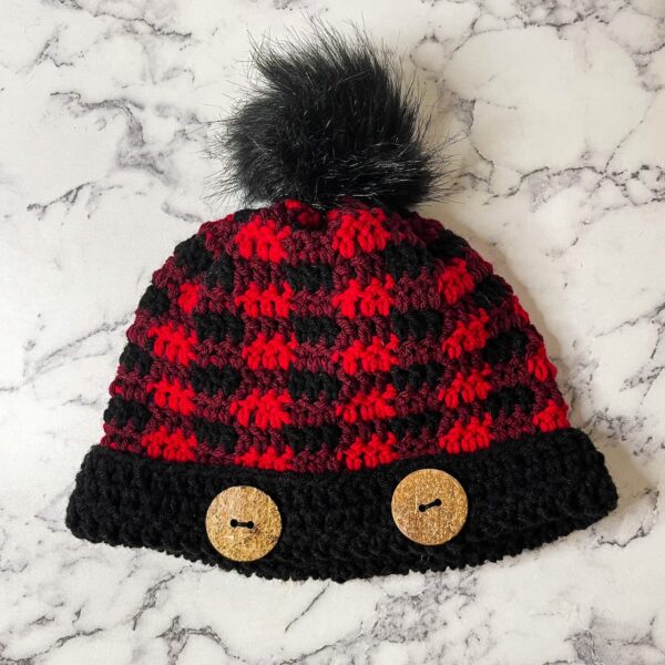 Simply Chic Buffalo Plaid Crochet Beanie