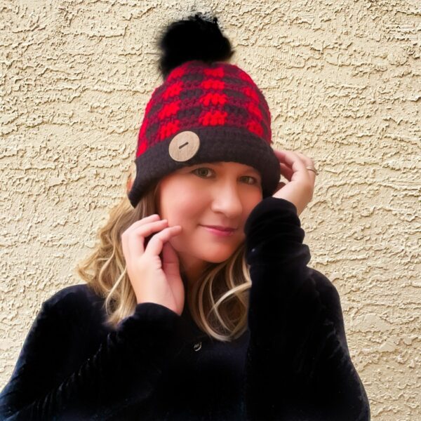 Simply Chic Buffalo Plaid Crochet Beanie
