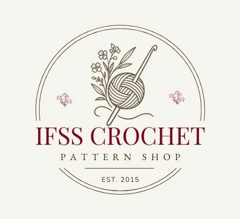 IFSS Crochet Pattern Shop logo with yarn, hook, and floral emblem inside a vintage-style circle.